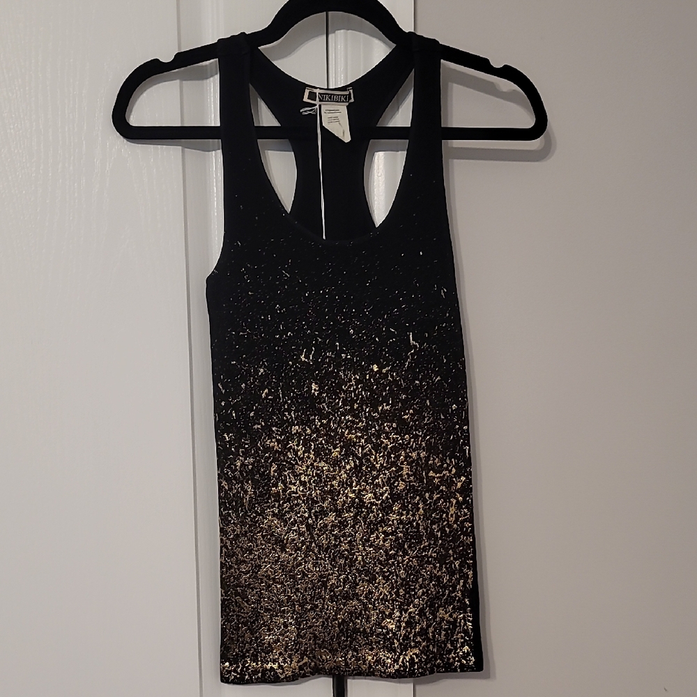 Nikibiki Black Tank Top w Gold & Sparkle